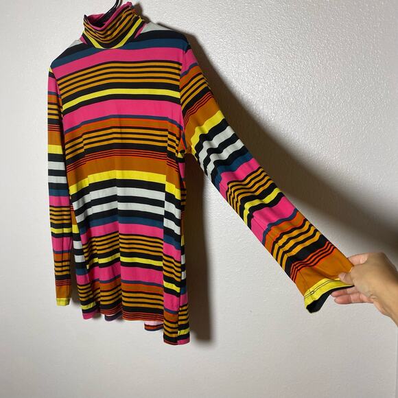 Lane Bryant Womens Long Sleeves Multicolored Stripes Shirt High Neck 14/16 - Picture 9 of 10